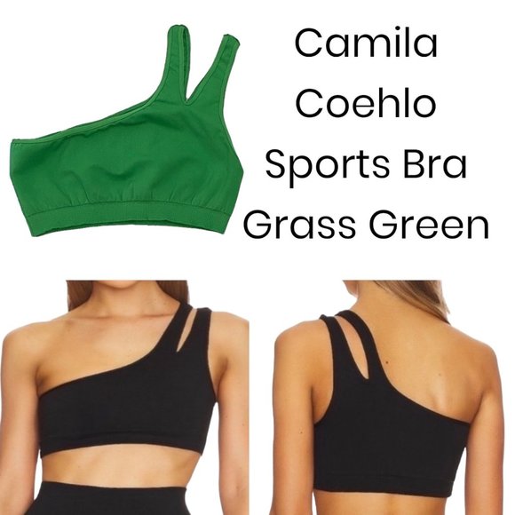 Camila Coelho Belmira One Shoulder Sports Bra Crop Top Green L/XL - Picture 1 of 9